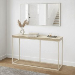 مدخل استقبال خشبي بهيكل معدني بيج 130 سم