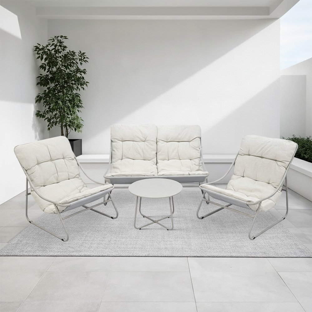 جلسة خارجية معدنية 4 مقاعد مع طاولة بيج