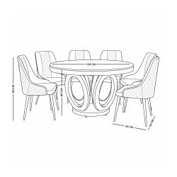 طاولة طعام رخام فاخرة 6 كراسي بقاعدة ذهبية