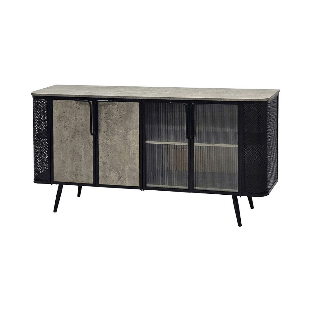 دولاب بوفيه صالة خشبي بأبواب زجاج رمادي 160 سم دولاب بوفيه صالة خشبي بأبواب زجاج رمادي 160 سم