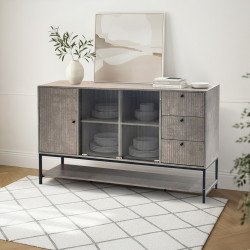 دولاب بوفية صالة خشبي مع رف رمادي 160 سم