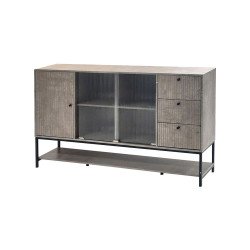 دولاب بوفية صالة خشبي مع رف رمادي 160 سم