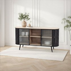 دولاب بوفيه صالة خشبي بأبواب زجاجية 160 سم دولاب بوفيه صالة خشبي بأبواب زجاجية 160 سم