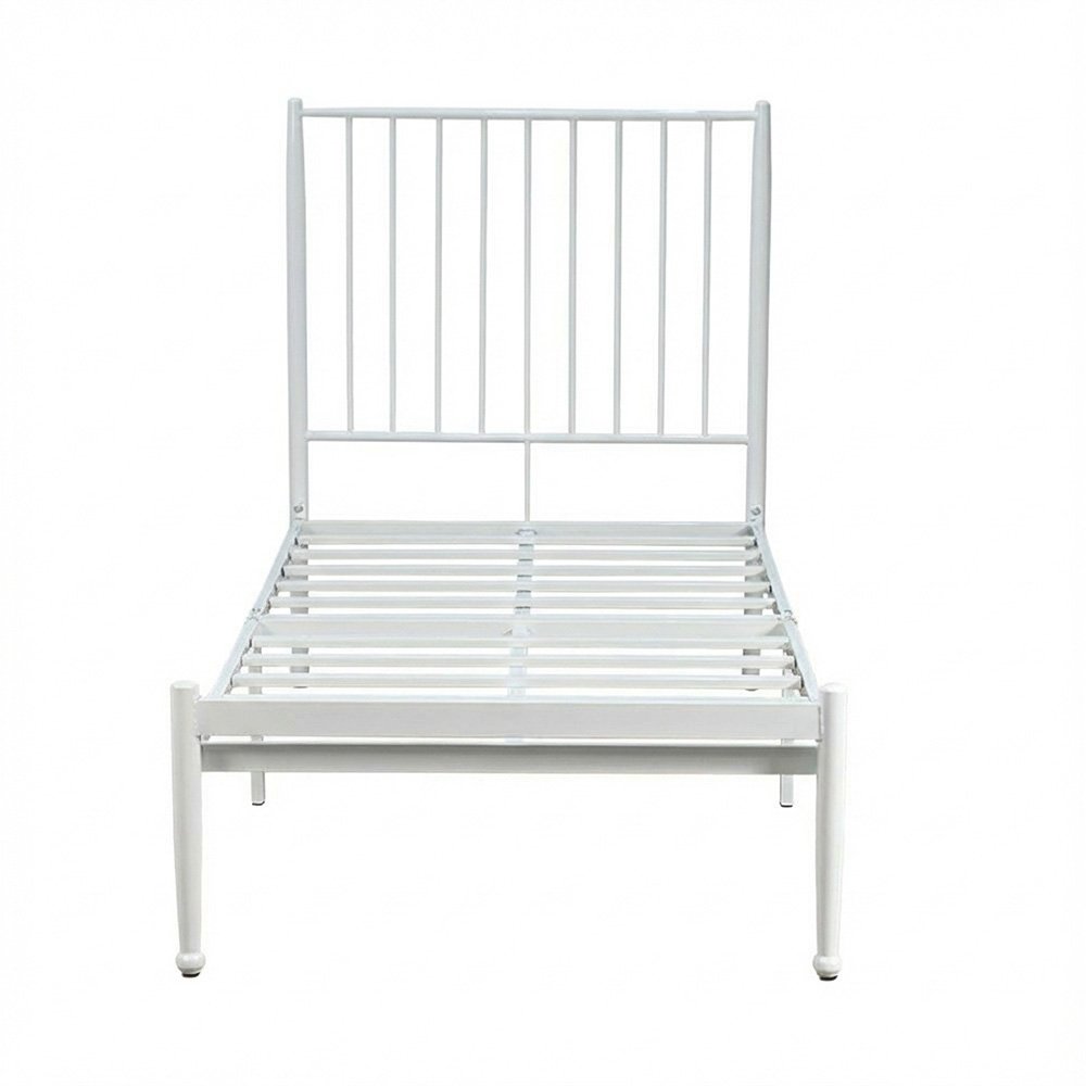 هيكل سرير معدني أبيض 90×190 سم