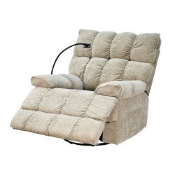 كرسي استرخاء فخم هزاز دوار بحامل جوال بيج