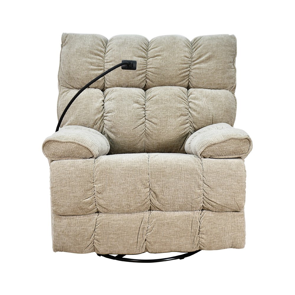 كرسي استرخاء فخم هزاز دوار بحامل جوال بيج