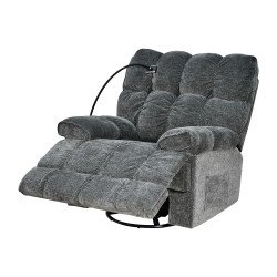 كرسي استرخاء فخم هزاز دوار بحامل جوال رمادي