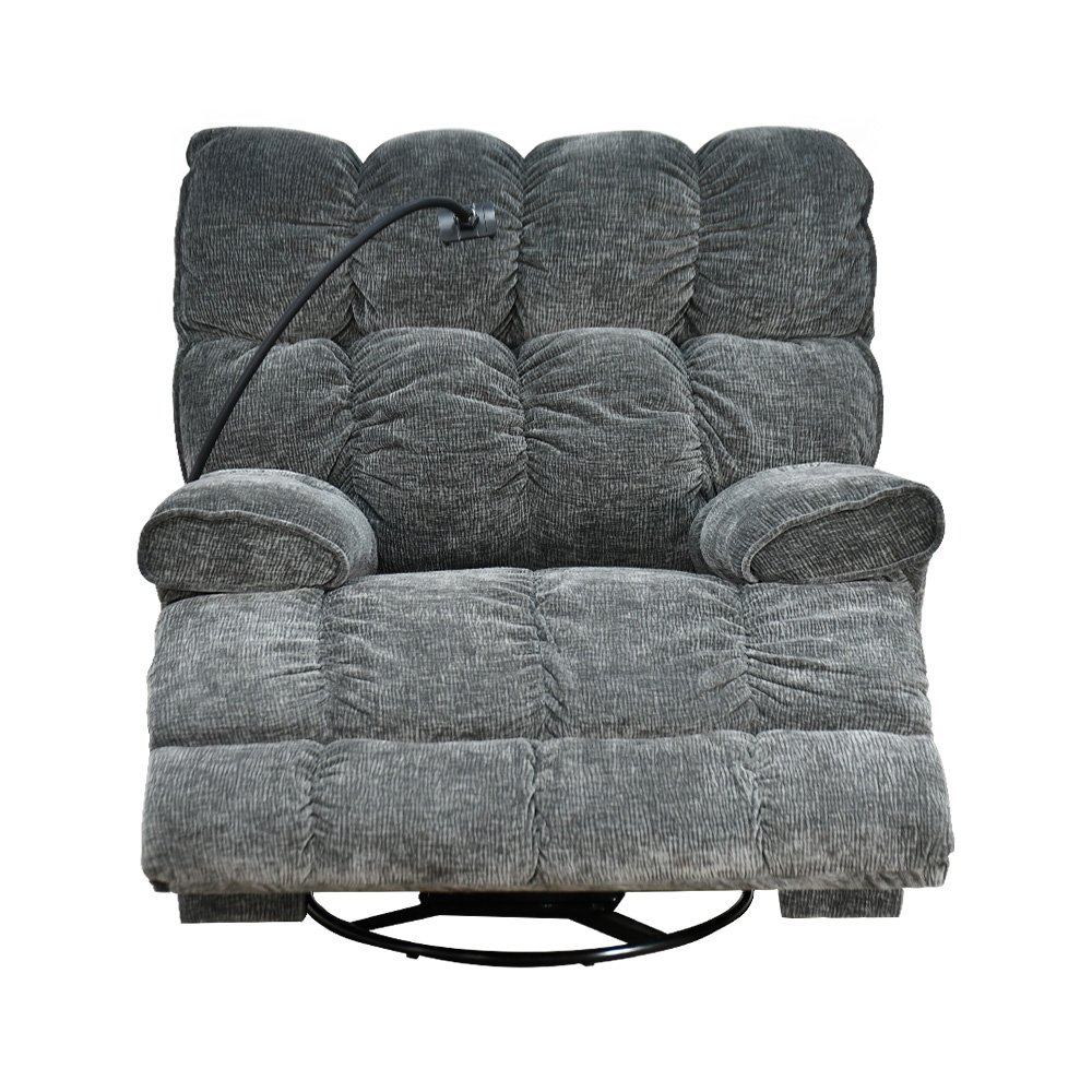 كرسي استرخاء فخم هزاز دوار بحامل جوال رمادي