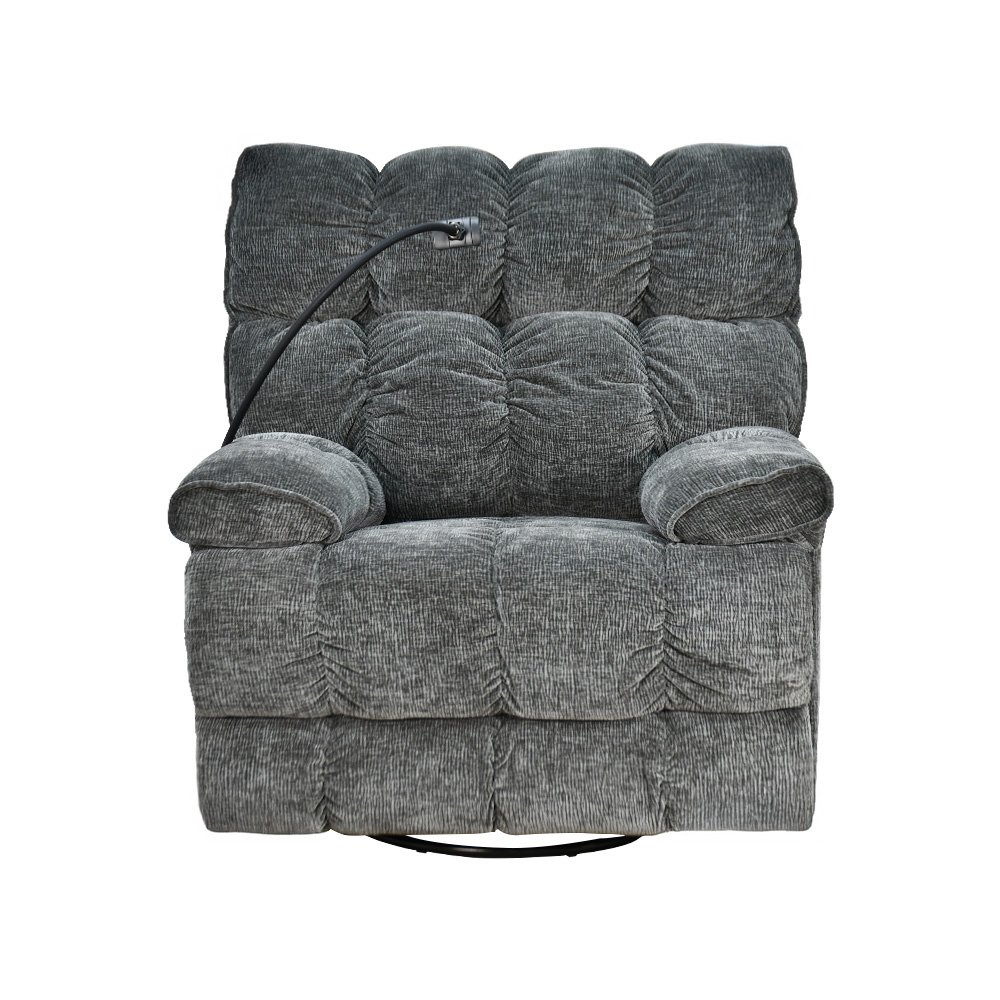 كرسي استرخاء فخم هزاز دوار بحامل جوال رمادي