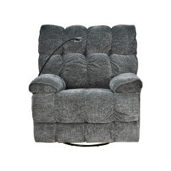 كرسي استرخاء فخم هزاز دوار بحامل جوال رمادي