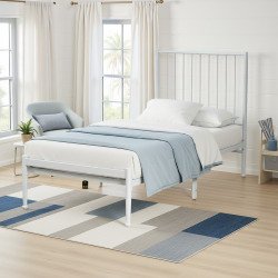 هيكل سرير معدني أبيض 90×190 سم