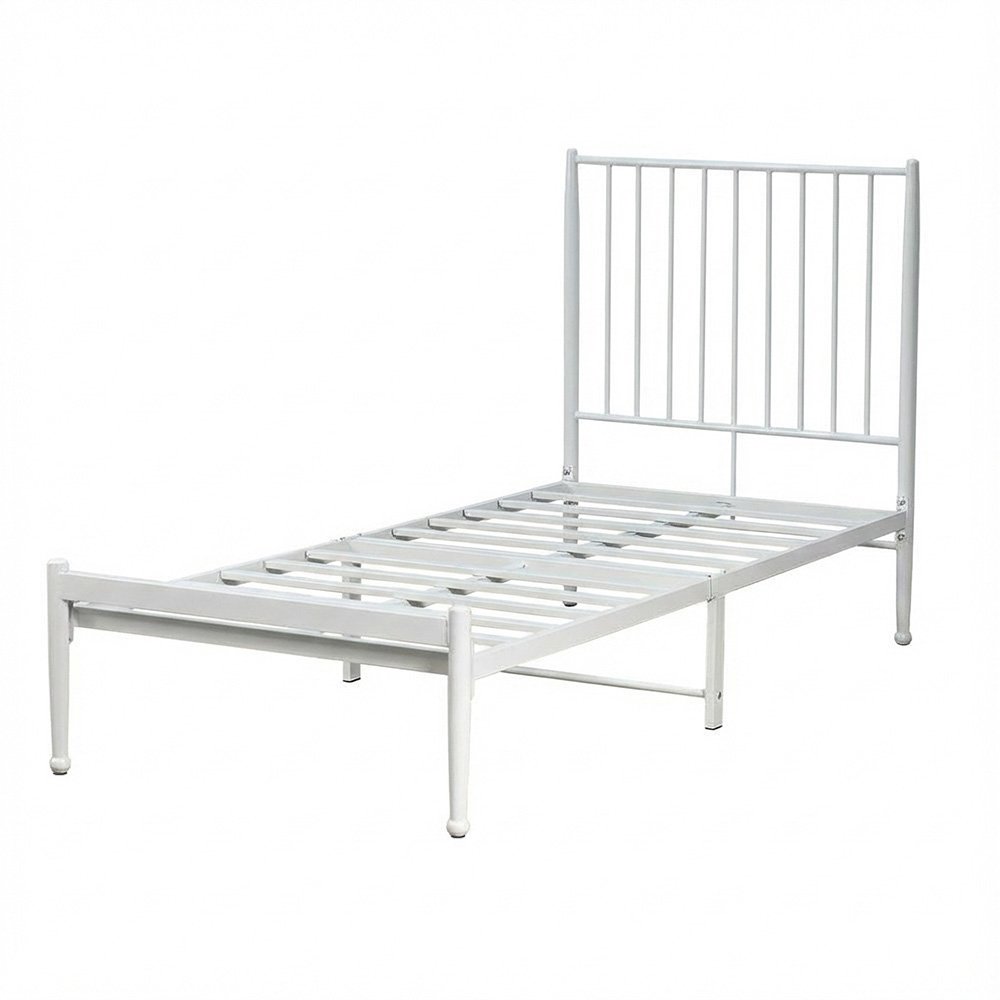 هيكل سرير معدني أبيض 90×190 سم