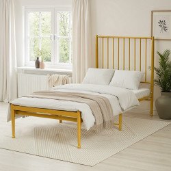 هيكل سرير معدني ذهبي أنيق 90×190 سم