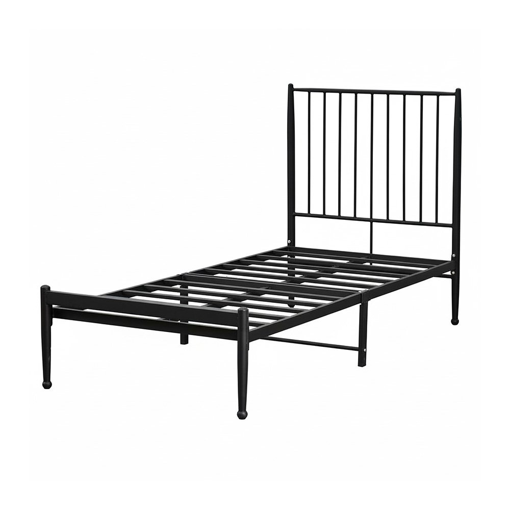 هيكل سرير معدني أسود 90×190 سم