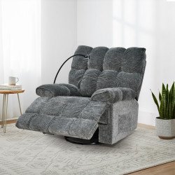 كرسي استرخاء فخم هزاز دوار بحامل جوال رمادي