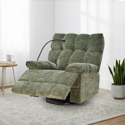 كرسي استرخاء فخم هزاز دوار بحامل جوال زيتي