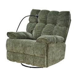 كرسي استرخاء فخم هزاز دوار بحامل جوال زيتي