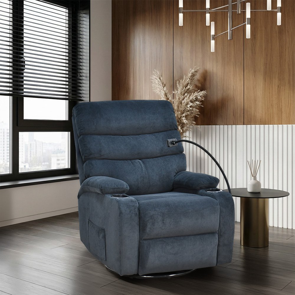 كرسي استرخاء هزاز دوار قماشي بحامل جوال أسود