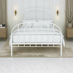 هيكل سرير معدني أبيض 180×200 سم