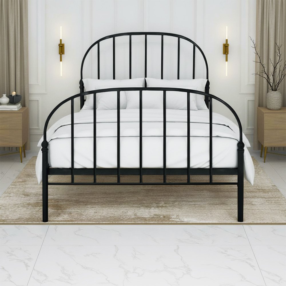 هيكل سرير معدني أسود 180×200 سم