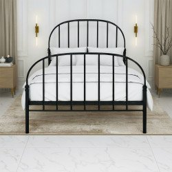 هيكل سرير معدني أسود 180×200 سم