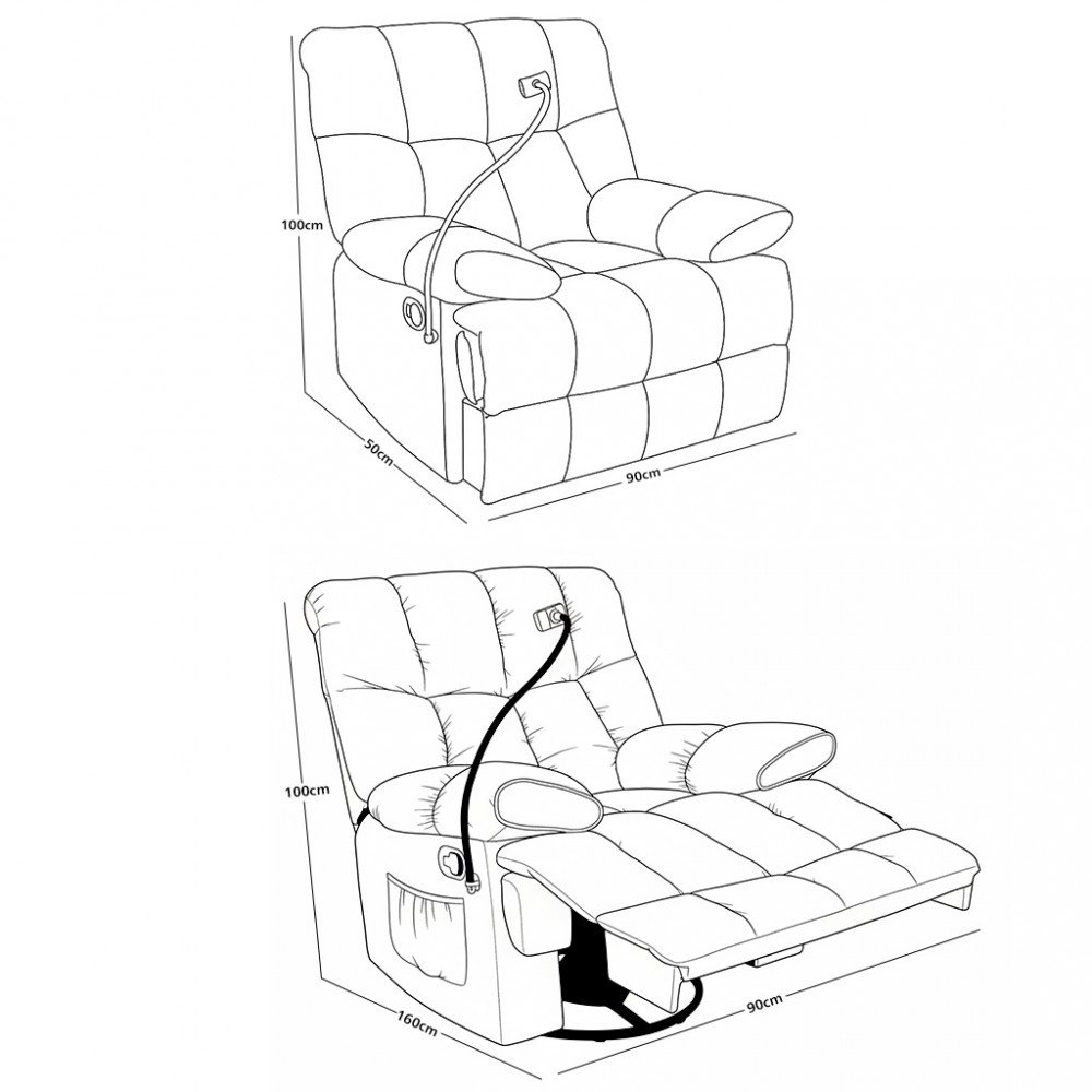كرسي استرخاء فخم هزاز دوار بحامل جوال زيتي