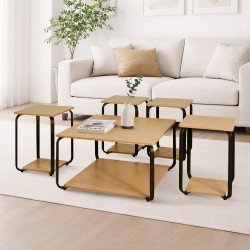 طقم طاولات خدمة 5 قطع 2 دور خشبي طقم طاولات خدمة 5 قطع 2 دور خشبي