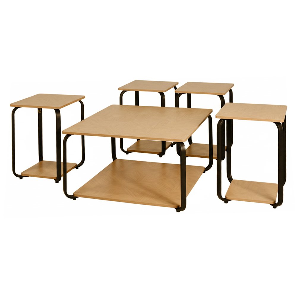 طقم طاولات خدمة 5 قطع 2 دور خشبي