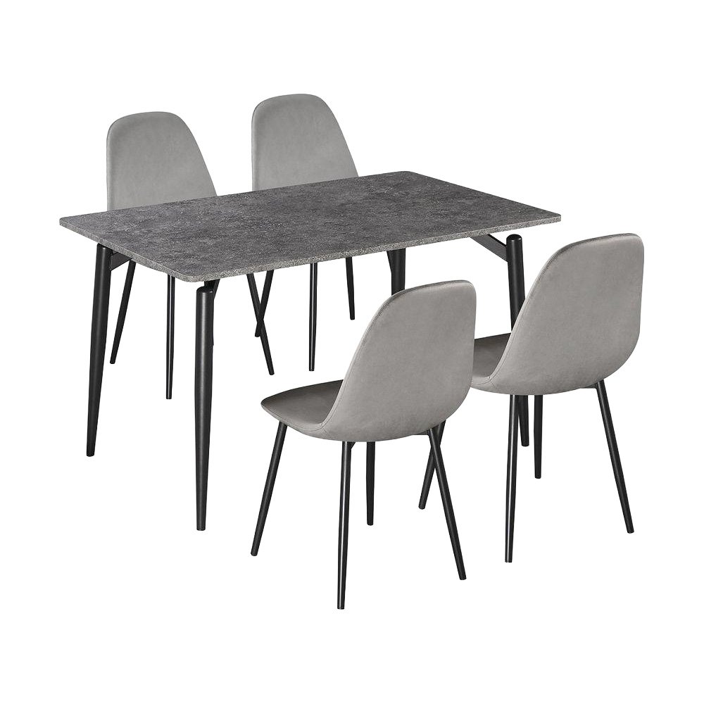 طاولة طعام خشبية 4 كراسي مخمل رمادي طاولة طعام خشبية 4 كراسي مخمل رمادي