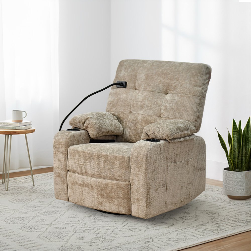 كرسي استرخاء فخم هزاز دوار مع حامل جوال كوفي