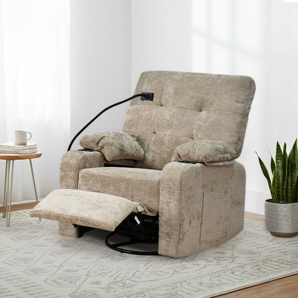 كرسي استرخاء فخم هزاز دوار مع حامل جوال كوفي