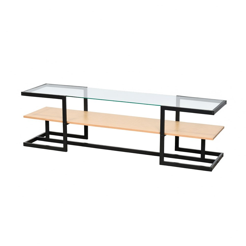 وحدة تلفاز مودرن سطح زجاجي ورف خشبي 160 سم وحدة تلفاز مودرن سطح زجاجي ورف خشبي 160 سم