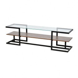 وحدة تلفاز مودرن سطح زجاجي ورف خشبي بني 160 سم وحدة تلفاز مودرن سطح زجاجي ورف خشبي بني 160 سم