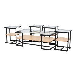 طاولات خدمة 5 قطع 2 دور سطح زجاجي بيج طاولات خدمة 5 قطع 2 دور سطح زجاجي بيج