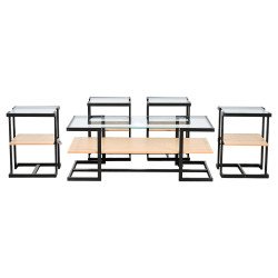 طاولات خدمة 5 قطع 2 دور سطح زجاجي بيج طاولات خدمة 5 قطع 2 دور سطح زجاجي بيج