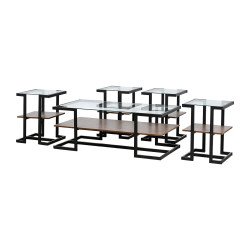 طاولات خدمة 5 قطع 2 دور سطح زجاجي بني طاولات خدمة 5 قطع 2 دور سطح زجاجي بني