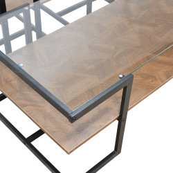 طاولات خدمة 5 قطع 2 دور سطح زجاجي بني