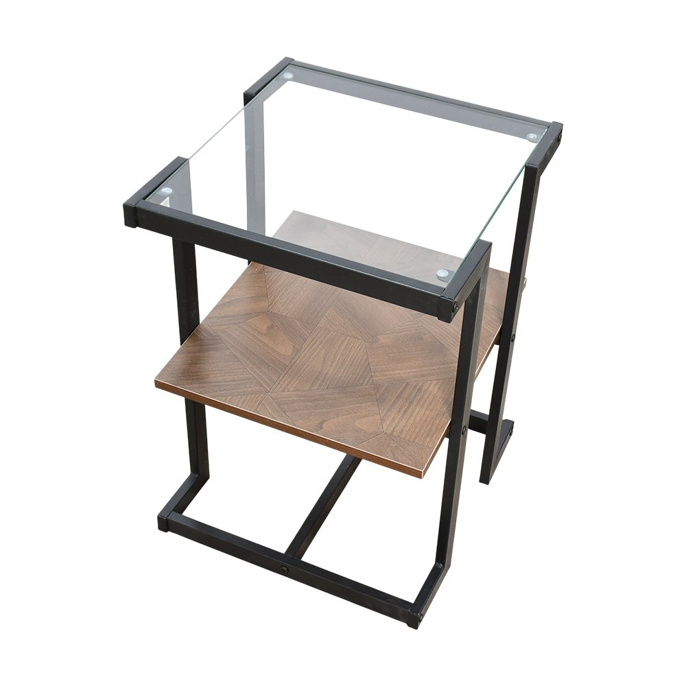 طاولات خدمة 5 قطع 2 دور سطح زجاجي بني