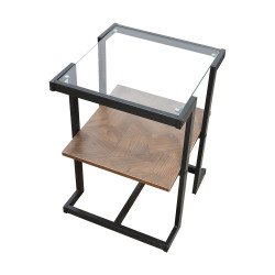 طاولات خدمة 5 قطع 2 دور سطح زجاجي بني