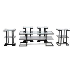 طاولات خدمة 5 قطع 2 دور سطح زجاجي رمادي طاولات خدمة 5 قطع 2 دور سطح زجاجي رمادي