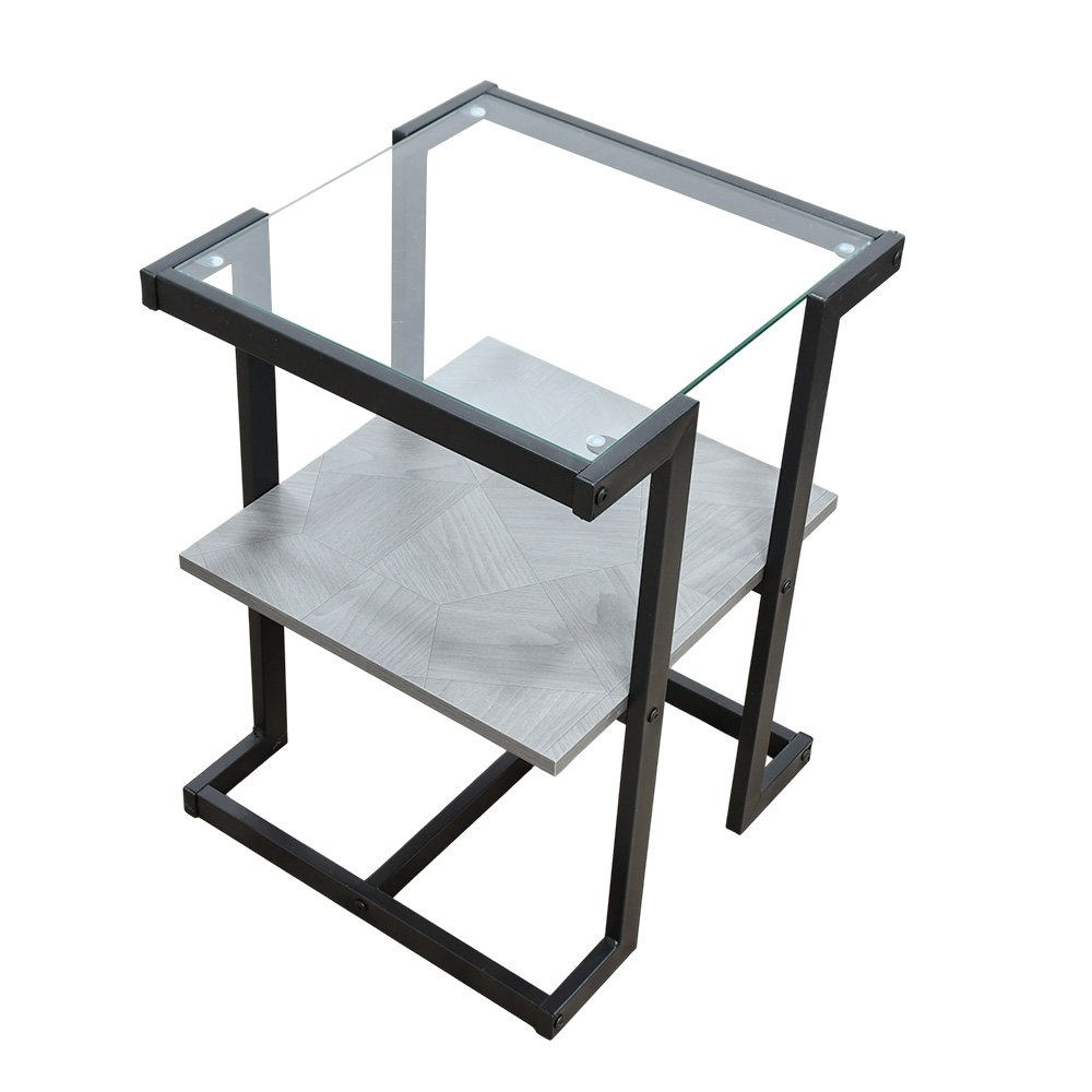 طاولات خدمة 5 قطع 2 دور سطح زجاجي رمادي