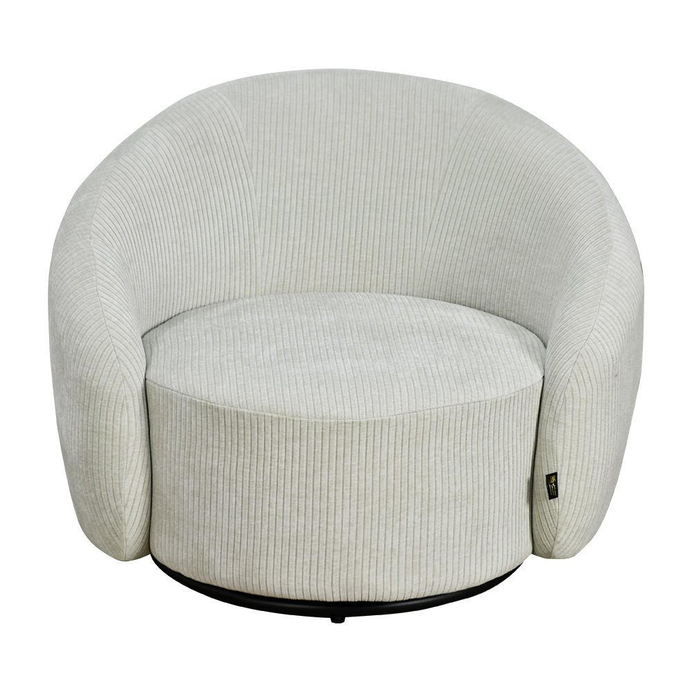 كرسي استرخاء مودرن دوار قماشي بيج