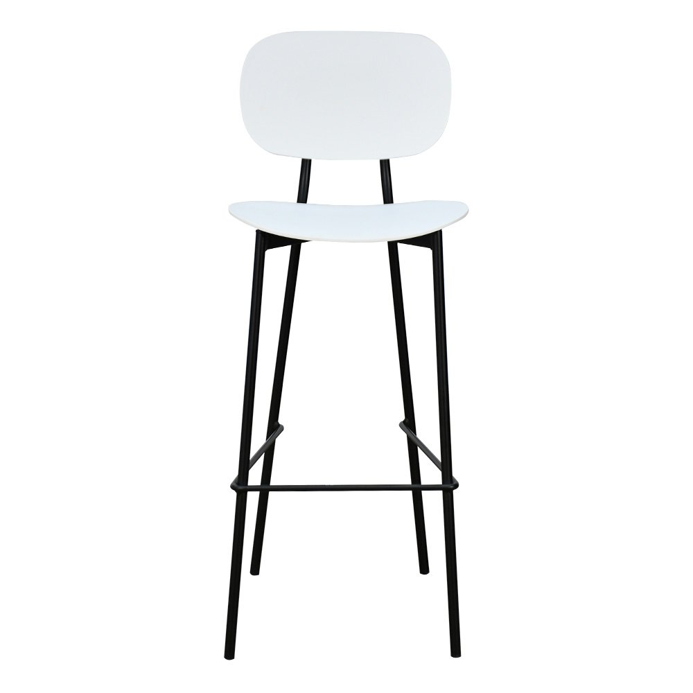 كرسي بار بلاسيتك بأرجل معدنية أبيض كرسي بار بلاسيتك بأرجل معدنية أبيض