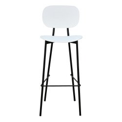 كرسي بار بلاسيتك بأرجل معدنية أبيض