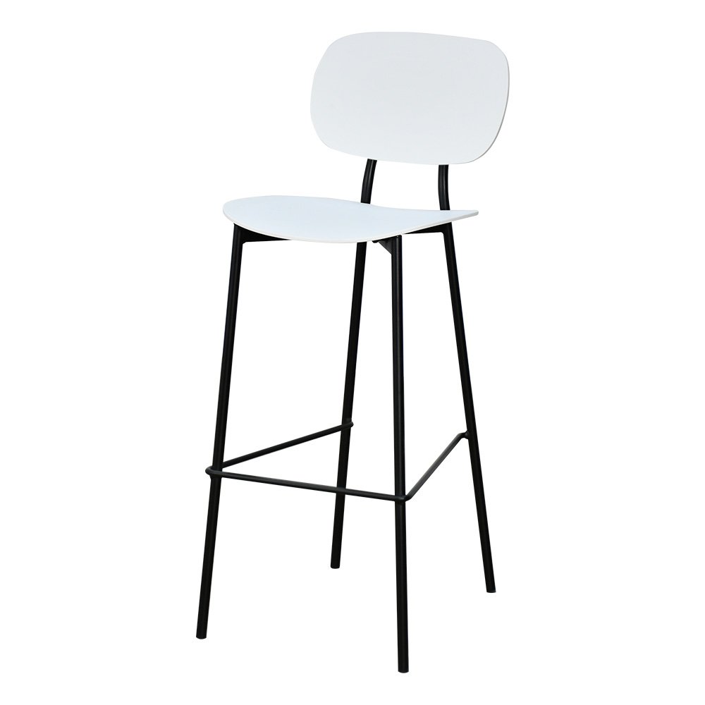 كرسي بار بلاسيتك بأرجل معدنية أبيض كرسي بار بلاسيتك بأرجل معدنية أبيض