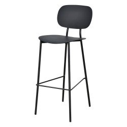 كرسي بار بلاسيتك بأرجل معدنية أسود