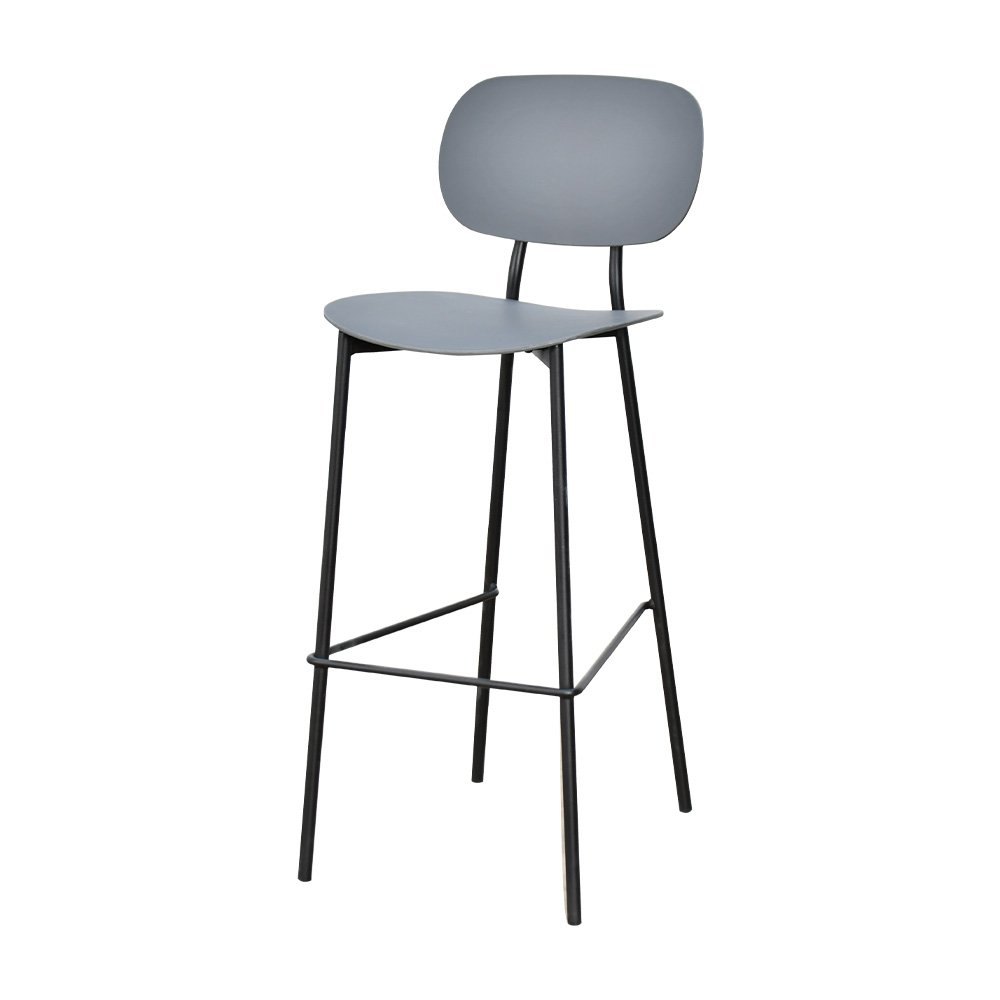 كرسي بار بلاسيتك بأرجل معدنية رمادي