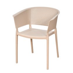 كرسي مفرد خارجي بلاستيك عملي بيج