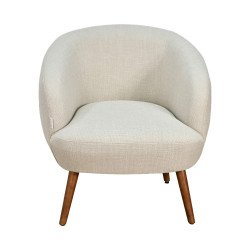 كرسي مفرد فخم قماش بأرجل خشب مودرن بيج