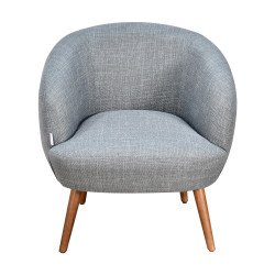 كرسي مفرد فخم قماش بأرجل خشب مودرن رمادي غامق